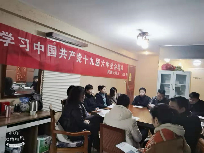 民建安庆市大观三、五支部联合学习中共十九届六中全会精神